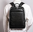Рюкзак чоловічий шкіряний. Чорний міський рюкзак для ноутбука та документів Tiding Bag B2-7371A _ bags25, фото 3