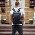 Рюкзак чоловічий шкіряний. Чорний міський рюкзак для ноутбука та документів Tiding Bag B2-7371A _ bags25, фото 8