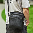 Чоловіча шкіряна сумка через плече чорна Tiding Bag 711511 _ bags25, фото 2