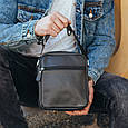 Сумка-барсетка чоловіча счерез плече шкіряна чорна Tiding Bag BON6165 _ bags25, фото 5
