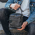 Сумка-барсетка чоловіча счерез плече шкіряна чорна Tiding Bag BON6165 _ bags25, фото 7