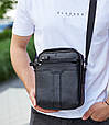 Чоловіча шкіряна сумка-месенджер через плече Tiding Bag A25-3278A Чорна _ bags25, фото 3