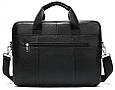 Шкіряна чоловіча сумка-портфель для документів та ноутбука чорна MK39848 _ bags25, фото 5