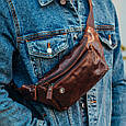 Чоловіча шкіряна сумка-банка на пояс коричнева A37F-323-3A _ bags25, фото 6