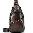 Чоловічий шкіряний слінг на одне плече сумка-слінг коричнева TIDING BAG 62867 _ bags25, фото 2