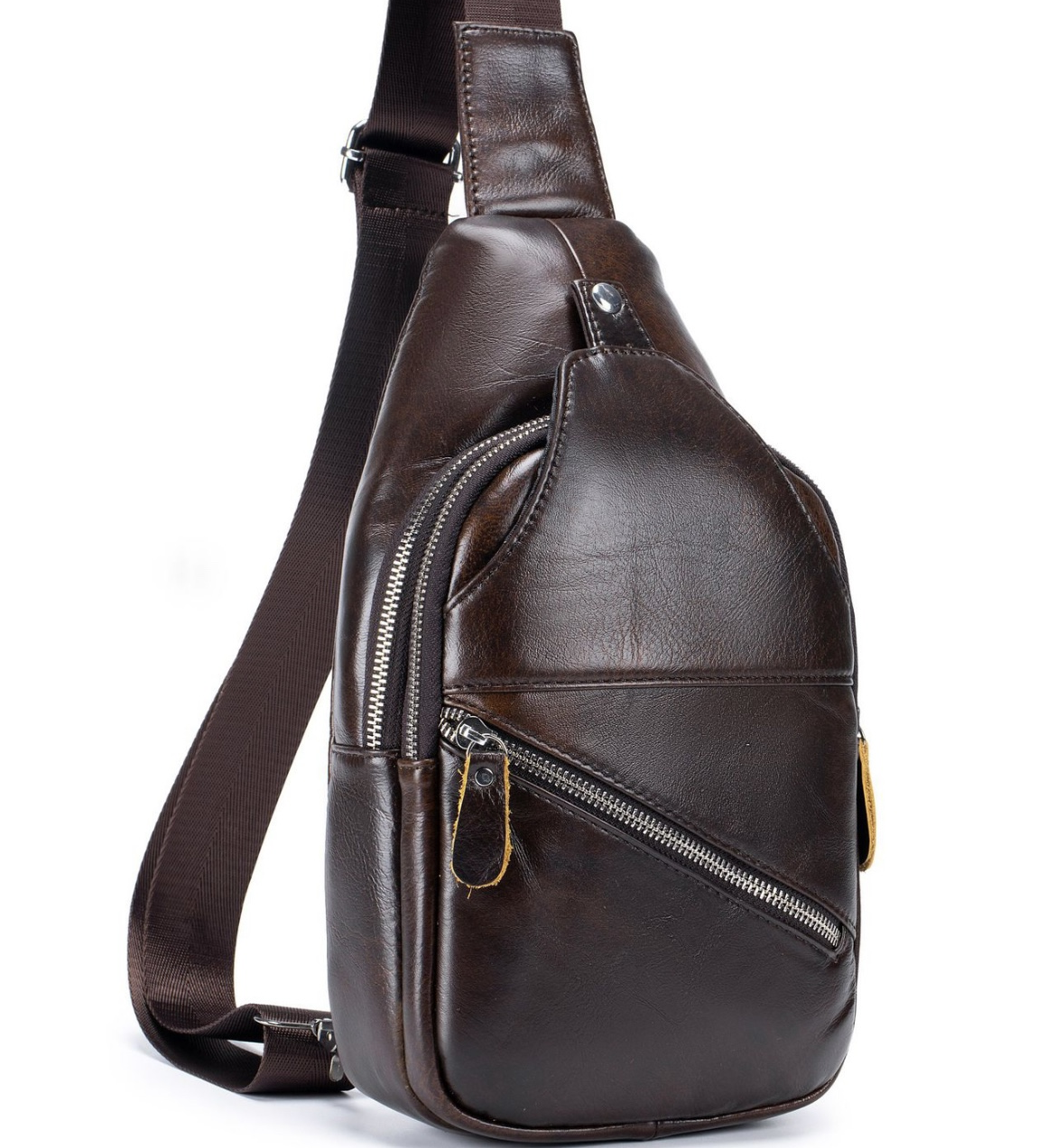 Сумка-слінг чоловіча шкіряна коричнева Tiding Bag - MK03983 _ bags25, фото 1