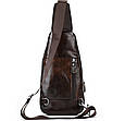 Сумка-слінг чоловіча шкіряна коричнева Tiding Bag - MK03983 _ bags25, фото 8