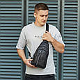 Сумка-слінг чоловіча шкіряна на одне плече чорна 74521 _ bags25, фото 3