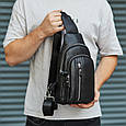 Сумка-слінг чоловіча шкіряна на одне плече чорна 74521 _ bags25, фото 5