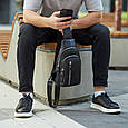 Сумка-слінг чоловіча шкіряна на одне плече чорна 74521 _ bags25, фото 10