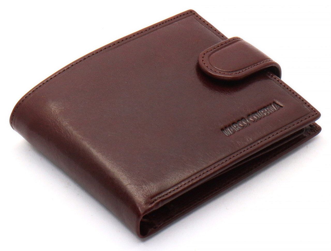 Коричневе чоловіче портмоне на кнопці з натуральної шкіри Marco Coverna B047-802 _ bags25, фото 1