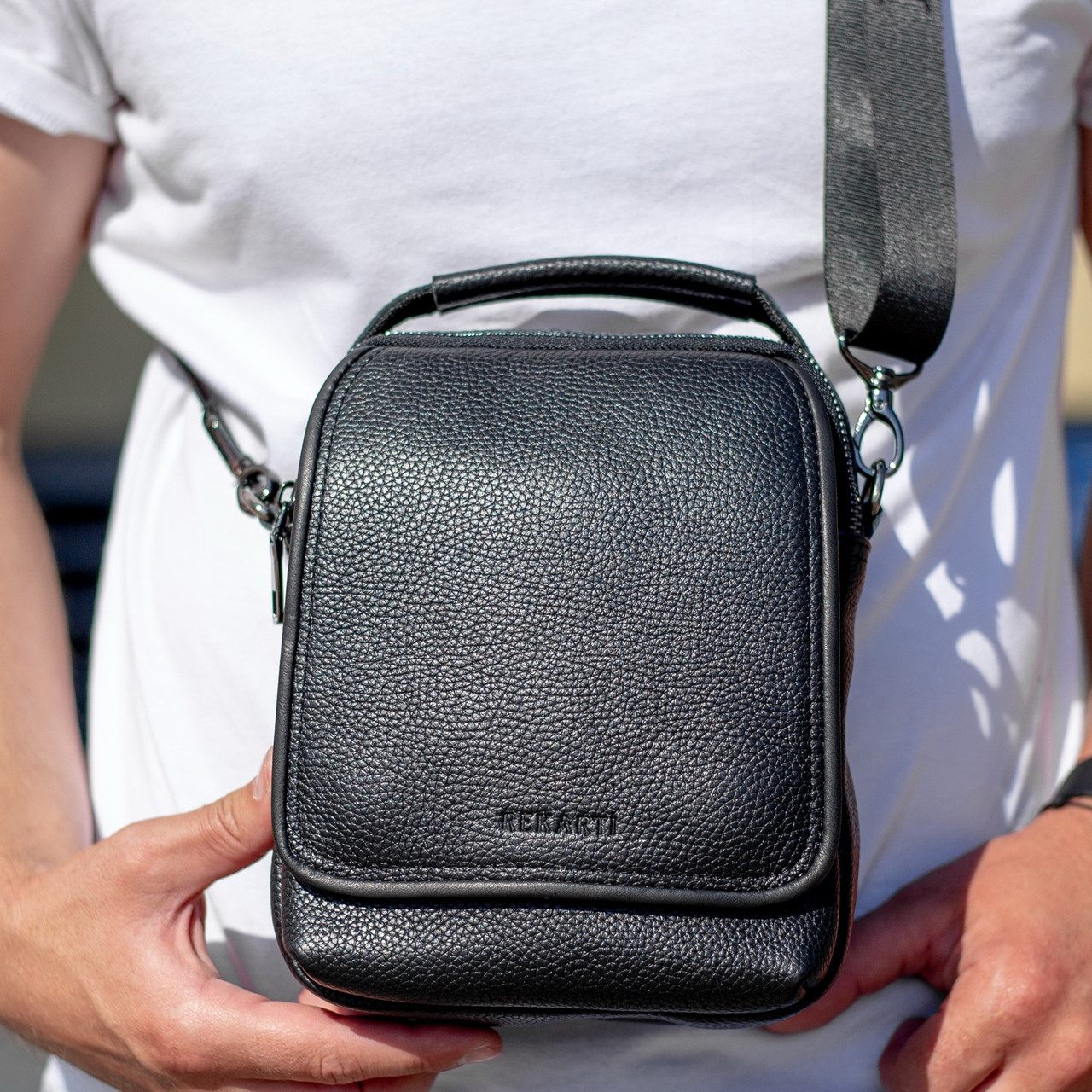 Чоловіча шкіряна сумка-барсетка через плече з ручкою TD-22011 _ bags25, фото 1