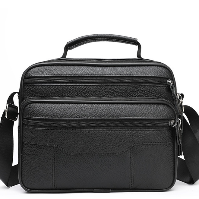 Чоловіча шкіряна сумка-барсетка з ручкою з ременем через плече чорна BX-10041 _ bags25, фото 1