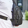 Чоловічий слінг сумка через плече шкіряна чорна Tiding Bag 33737 _ bags25, фото 3