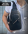 Чоловічий слінг сумка через плече шкіряна чорна Tiding Bag 33737 _ bags25, фото 4