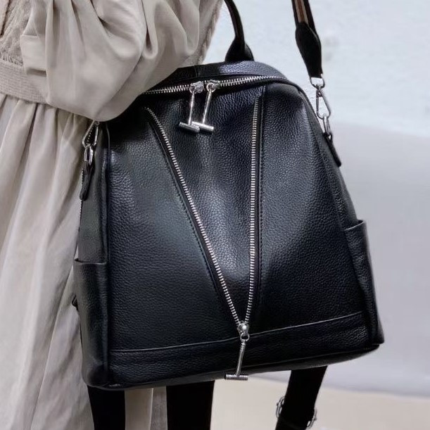 Рюкзак жіночий чорний шкіряний з ременем 35538 _ bags25, фото 1