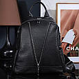 Рюкзак жіночий чорний шкіряний з ременем 35538 _ bags25, фото 2
