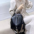Рюкзак жіночий чорний шкіряний з ременем 35538 _ bags25, фото 4