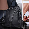 Рюкзак жіночий чорний шкіряний з ременем 35538 _ bags25, фото 7