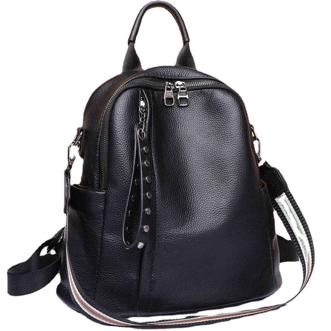 Шкіряний класичний жіночий рюкзак чорний 94083 _ bags25, фото 1