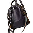 Шкіряний класичний жіночий рюкзак чорний 94083 _ bags25, фото 5