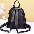 Шкіряний класичний жіночий рюкзак чорний 94083 _ bags25, фото 8