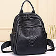 Рюкзак жіночий шкіряний з тичненням під рептилію чорний 34926 _ bags25, фото 2
