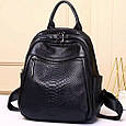 Рюкзак жіночий шкіряний з тичненням під рептилію чорний 34926 _ bags25, фото 5