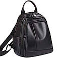 Шкіряний жіночий міський рюкзак на блискавці чорний 85271 _ bags25, фото 3