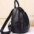 Шкіряний жіночий міський рюкзак на блискавці чорний 85271 _ bags25, фото 4