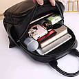 Шкіряний жіночий міський рюкзак на блискавці чорний 85271 _ bags25, фото 6