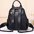 Шкіряний жіночий міський рюкзак на блискавці чорний 85271 _ bags25, фото 9