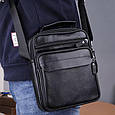 Чоловіча шкіряна барсетка через плече з ручкою чорна Bexhill Bx-66503 _ bags25, фото 3