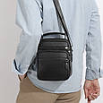 Чоловіча шкіряна барсетка через плече компактна функціональна з ручкою чорна Bexhill Bx-54551 _ bags25, фото 3