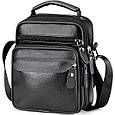 Чоловіча шкіряна барсетка через плече компактна функціональна з ручкою чорна 86802 _ bags25, фото 2