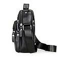 Чоловіча шкіряна барсетка через плече компактна функціональна з ручкою чорна 86802 _ bags25, фото 8
