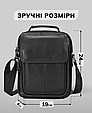 Сумка-барсетка чоловіча через плече шкіряна гладка чорна Tiding Bag TD-69291 _ bags25, фото 3