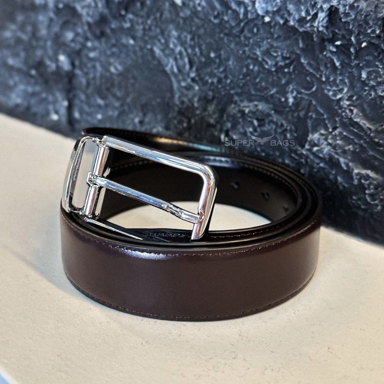 Чоловічий двосторонній шкіряний ремінь 1845 _ bags25, фото 1