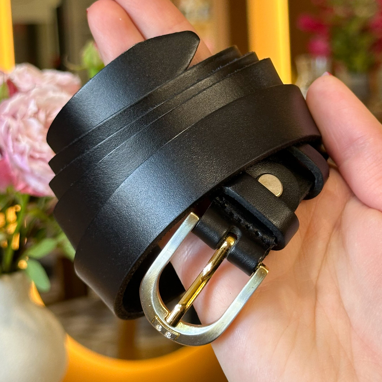 Шкіряний жіночий ремінь в чорному кольорі 6094 _ bags25, фото 1