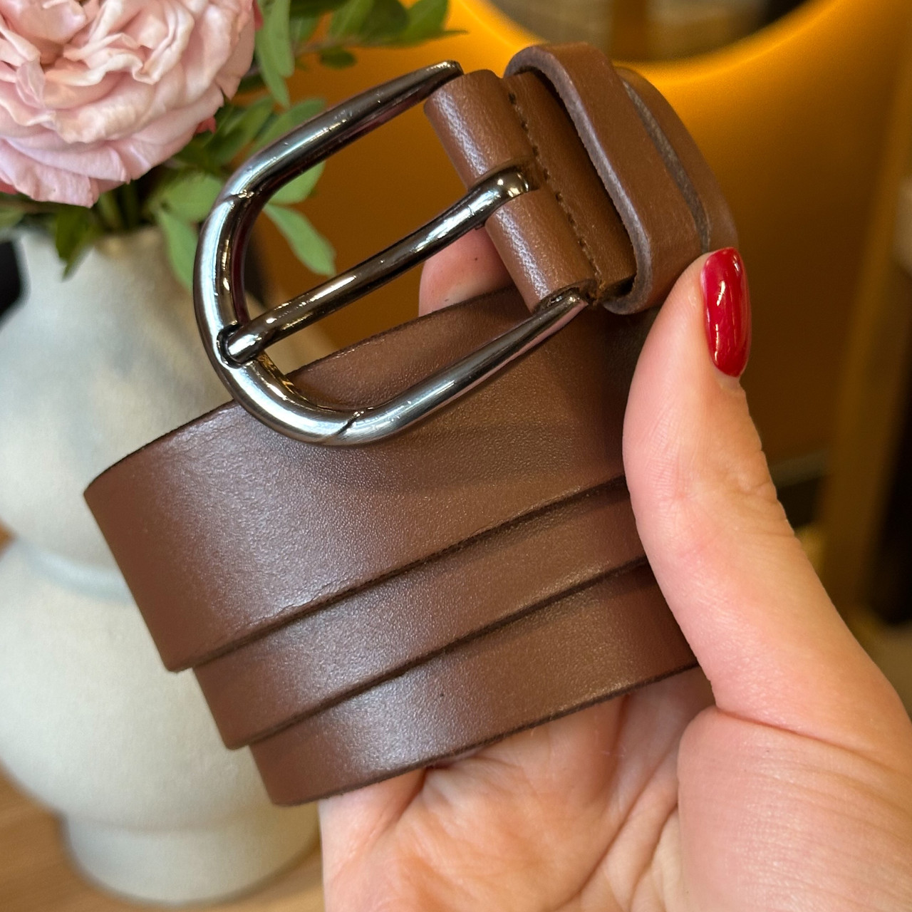 Шкіряний жіночий ремінь в коричневому кольорі 6081 _ bags25, фото 1