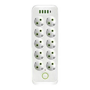 Удлинювач мережевий фільтр 5м 10×220В+4×USB+1×Type-C F26u Білий