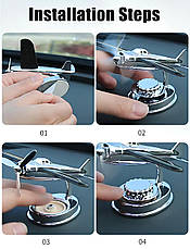 Аромадифузор для авто RESTEQ на сонячній батареї у формі літака — Solar Aroma, ароматизатор повітря з обертовим пропелером, фото 5