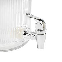 Набір із 2 лимонадниць із краном на металевій підставці 5,5 л 48х35 см 19227-006 скло, фото 3