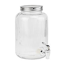 Набір із 2 лимонадниць із краном на металевій підставці 5,5 л 48х35 см 19227-006 скло, фото 4