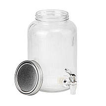 Набір із 2 лимонадниць із краном на металевій підставці 5,5 л 48х35 см 19227-006 скло, фото 5