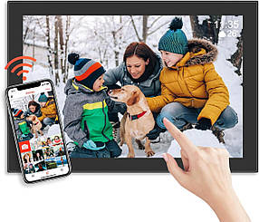 Golony Цифрова фоторамка WiFi, 10,1-дюймове дзеркало Glow, сенсорний РК-екран IPS 1280x800, вбудована пам'ять
