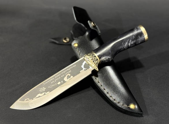 Нож охотничий подарочный Nb Art Як роса у полі 22k67 в кожаном чехле, фото 1