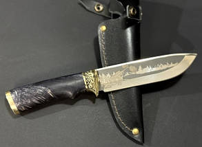 Нож охотничий подарочный Nb Art Як роса у полі 22k67 в кожаном чехле, фото 2