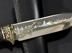 Нож охотничий подарочный Nb Art Як роса у полі 22k67 в кожаном чехле, фото 5