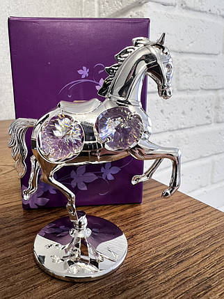 Фігурка Crystocraft зі стразами Swarovski Кінь Кінь 8,5х6х3 см 1602392 сріблястий, фото 3